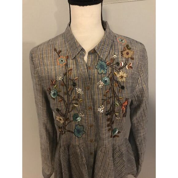 Anthropologie HD in Paris Ella Embroidered Sequin Peplum Top - Size Small - Picture 3 of 14